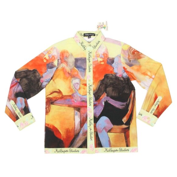 NWT KidSuper Studios Men’s Size Medium Multi Colored Printed 'Satin Shirt /711 - Picture 1 of 6